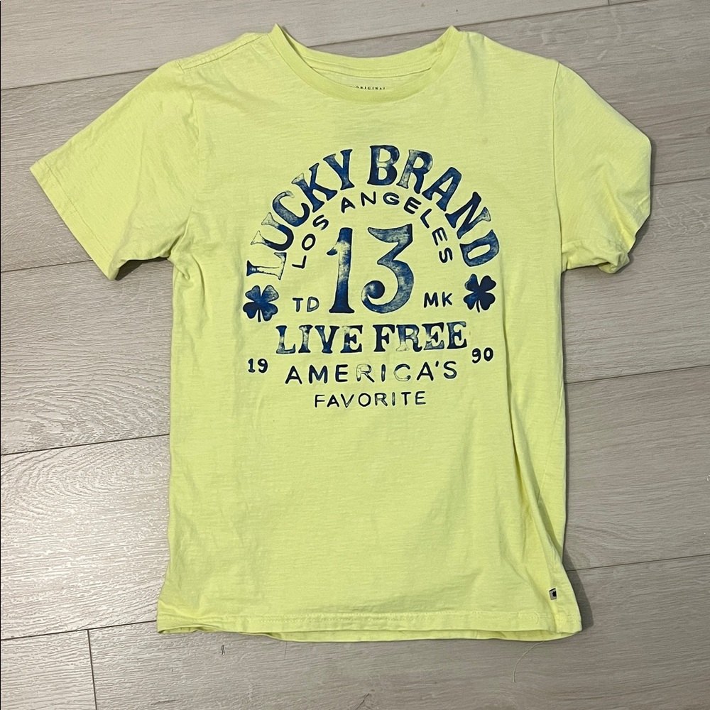 Lucky Brand Yellow Kids Graphic Tee with Navy Print